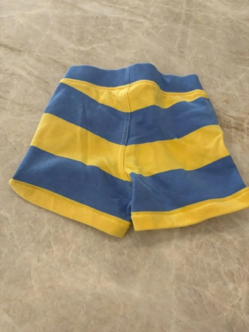 Ralph Lauren Blue and Yellow Striped Hoodie and Shorts, Size 9 Months